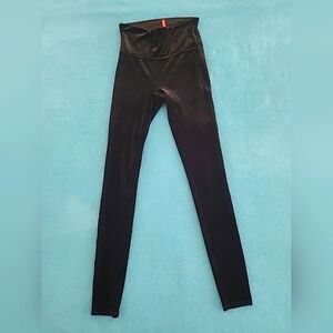 SPANX Black Velvet Leggings Womens Size Small  2070 High Rise Wide Waistband